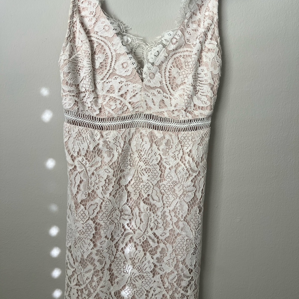 REVOLVE Elegant Lace Midi Dress in White